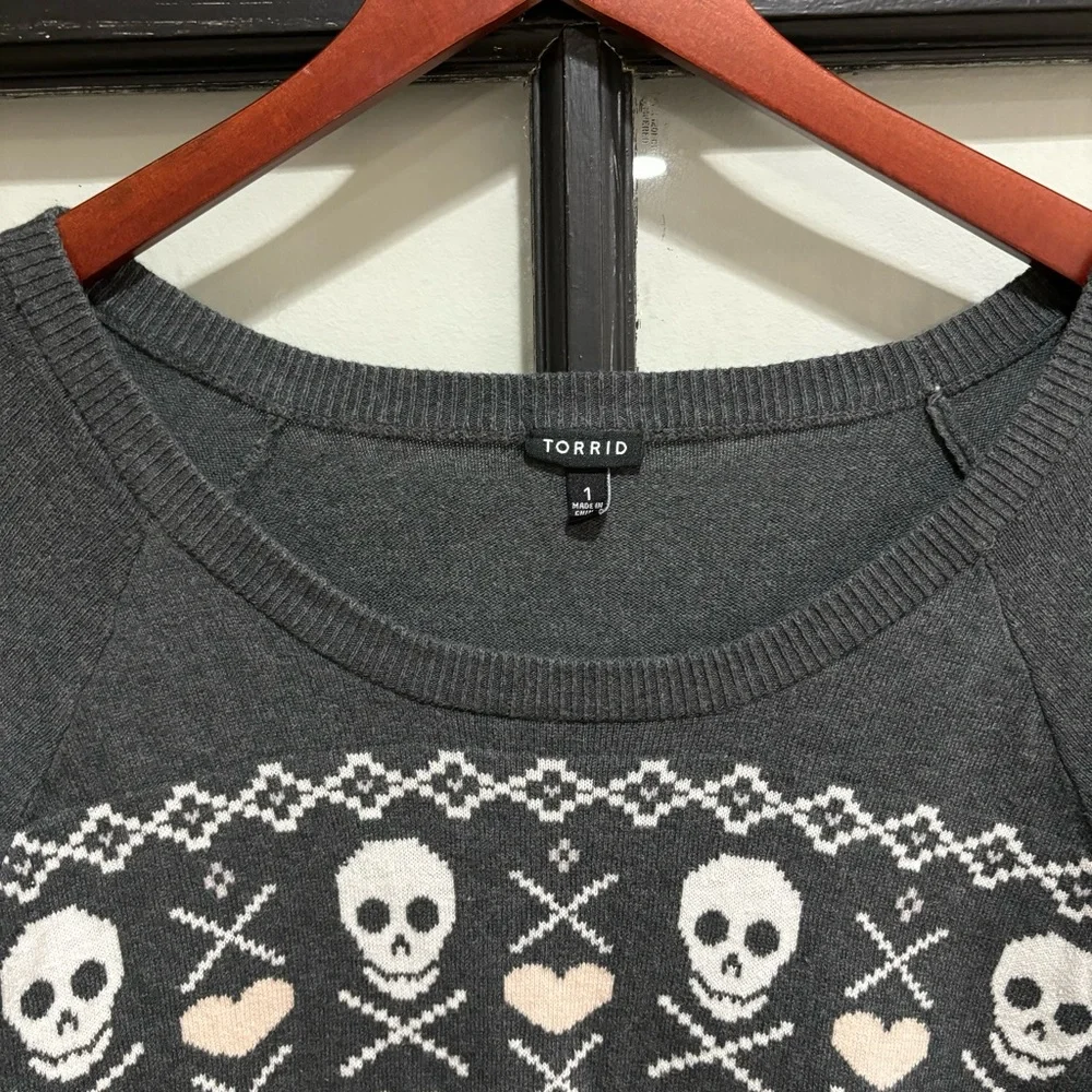 Torrid Skull Fair Isle Crew Neck Sweater Pullover Size 1X Comfy Casual Size 1X - Picture 13 of 14